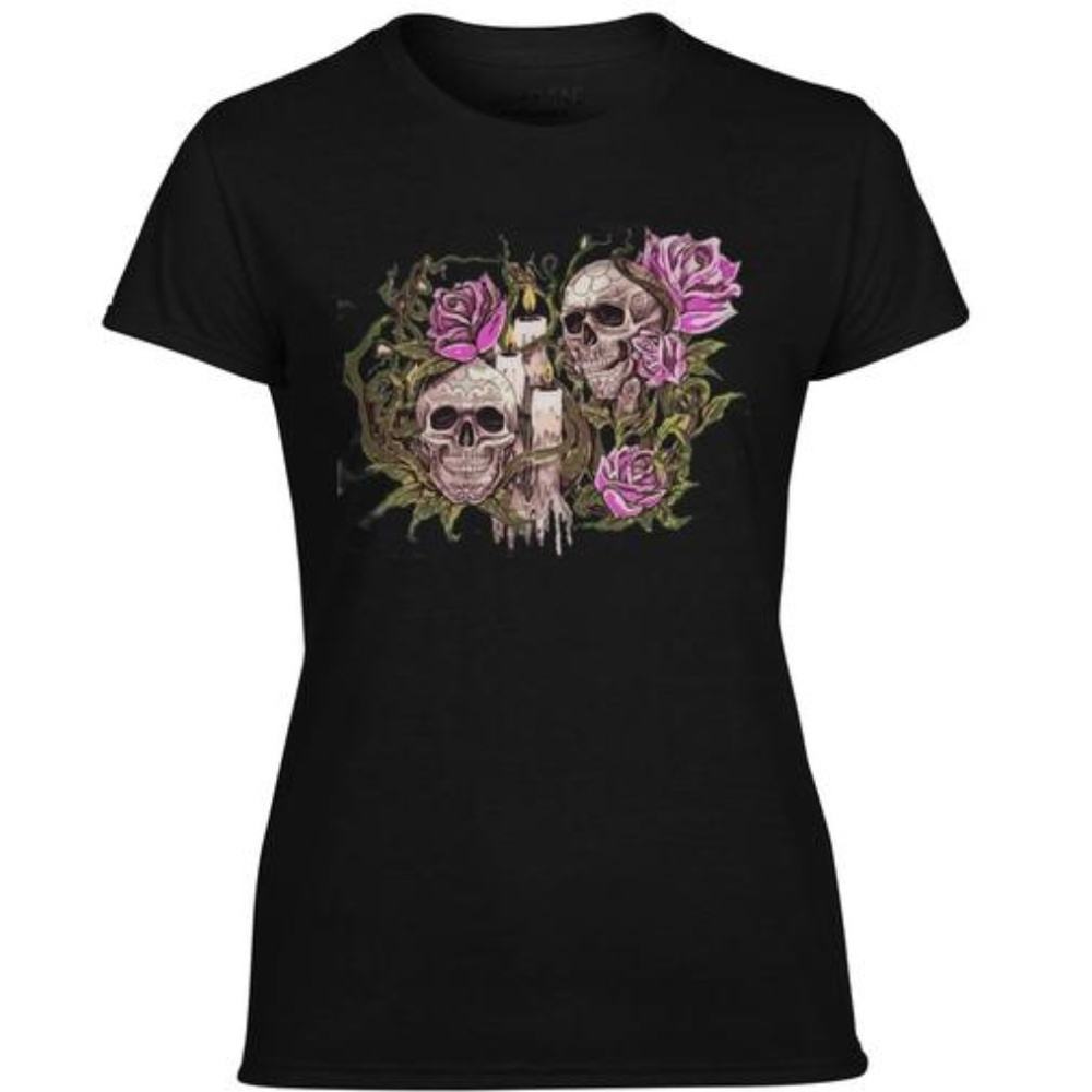 NEW SKULL ROSE WOMAN'S PERFORMANCE T-SHIRT #367
